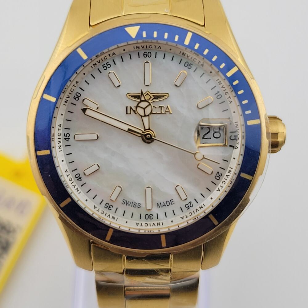 Invicta Women's Watch Pro Diver Swiss Quartz Blue Bezel Ladies 28646 Two Tone